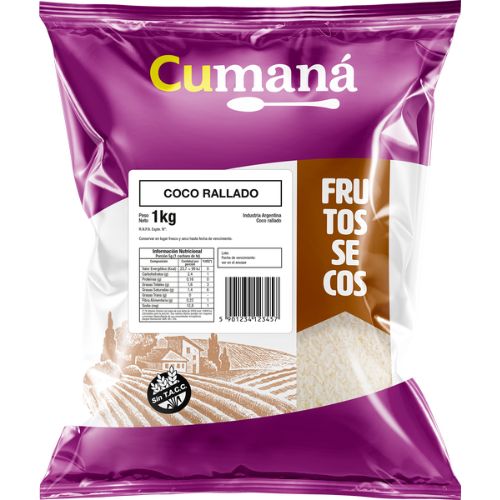 15551 COCO RALLADO SIN TACC CUMANA BOLSA X 1 KG                                                                                                                                                                                                                 