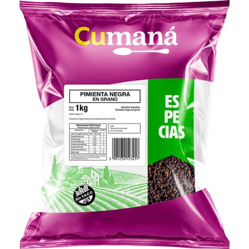 16155 PIMIENTA NEGRA EN GRANO CUMANA X 1 KG SIN TACC                                                                                                                                                                                                            