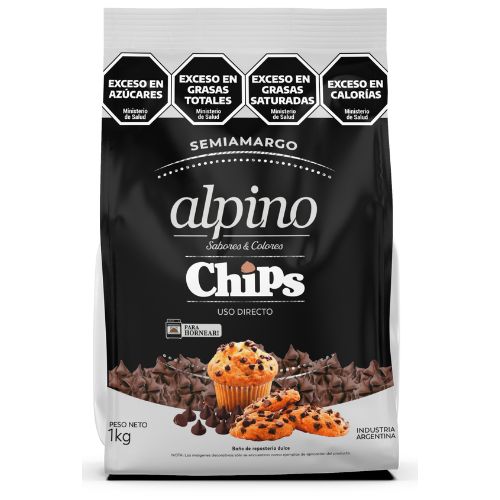 16276 CHIPS DE CHOCOLATE SEMIAMARGO ALPINO X 1 KG                                                                                                                                                                                                               