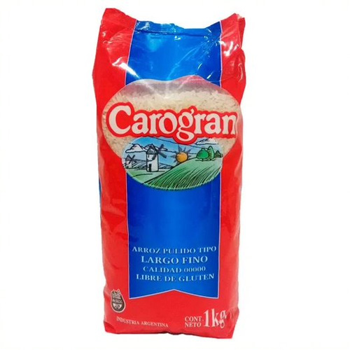 16717 ARROZ LARGO FINO CAROGRAN BOLSA X 1 KG SIN TACC                                                                                                                                                                                                           