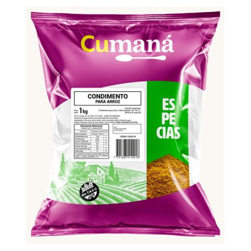 16763 CONDIMENTO PARA ARROZ CUMANA SIN TACC X 1 KG                                                                                                                                                                                                              