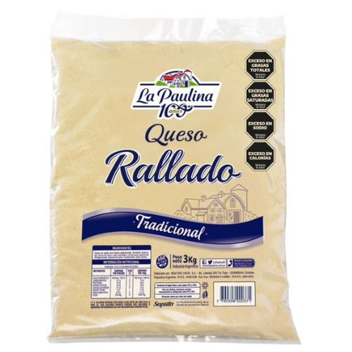 2258 QUESO RALLADO LA PAULINA X 3 KG SIN TACC                                                                                                                                                                                                                  